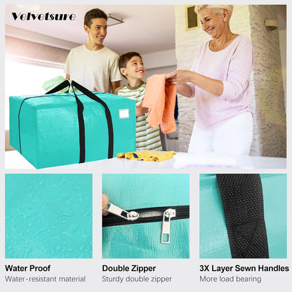 VELVETSURE Heavy Duty Extra Large Moving Bags W/Backpack Straps - Strong Handles & Zippers, Storage Totes For Space Saving, Fold Flat, Alternative to Box and Bin (Set of 6, Multicolor)