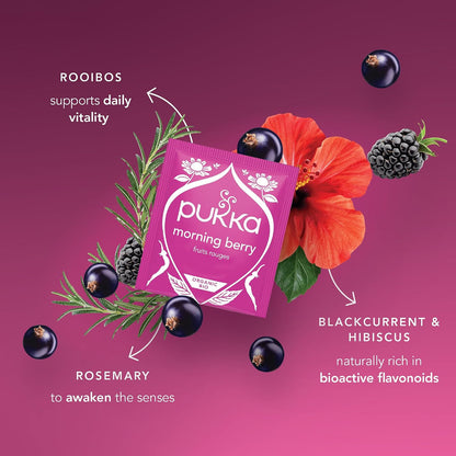 Pukka Morning Berry Organic Herbal Tea Bags, 20 Bags