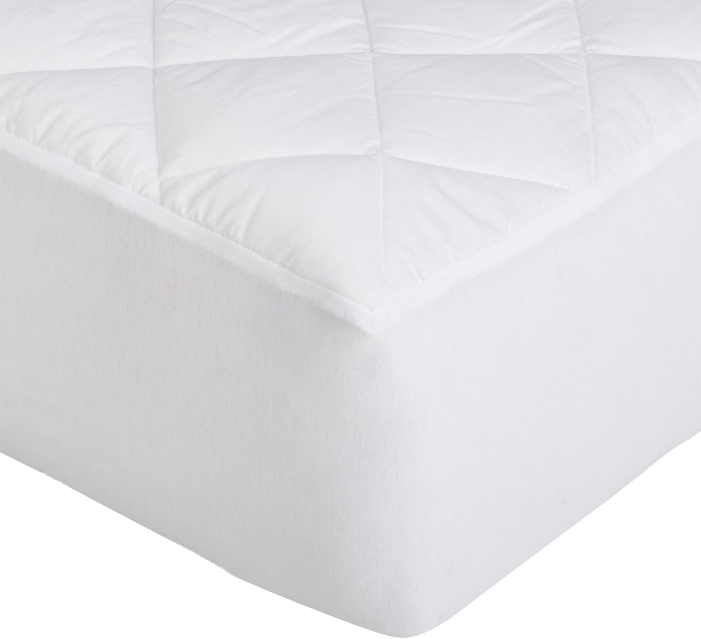 Amazon Basics Hypoallergenic Quilted Breathable Mattress Topper Pad with Protection, 18 Inches Deep, King Size, White