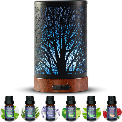 EQUSUPRO Essential Oil Diffuser 300ml Metal Electric Ultrasonic Diffuser for Large Room with Auto Shut-Off, 4 Timer Setting &7 Colors Night Light for Home