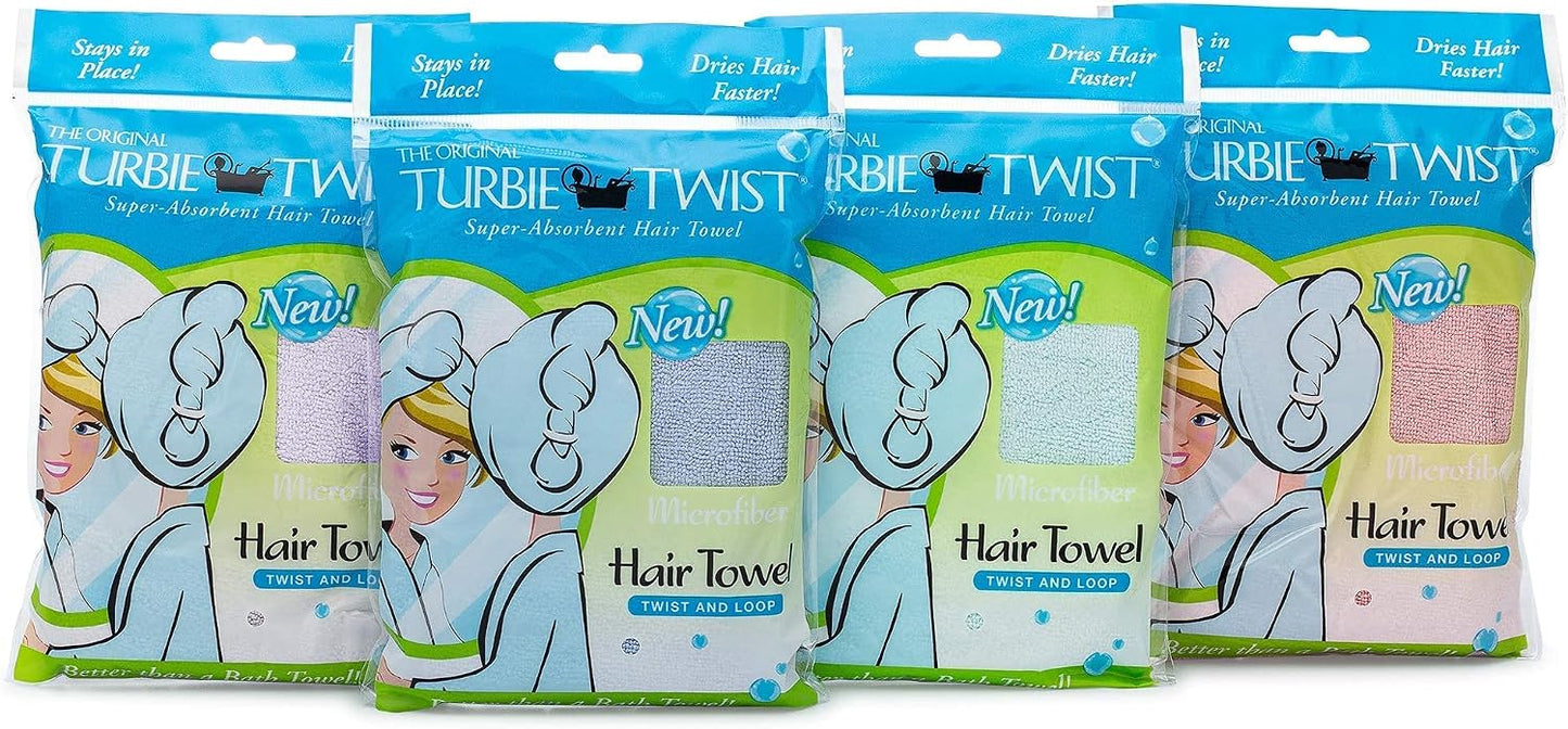 Turbie Twist 2-Pack Microfiber Hair Towel for Beauty, Travel, Gifting - Hair Wrap Turban for Straight, Wavy & Curly Hair - Premium Personal Care - Dark Purple & Light Purple