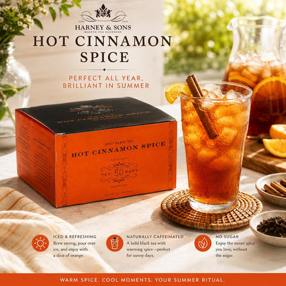 Harney & Sons Hot Cinnamon Spice Black Tea Bags, 50 Count
