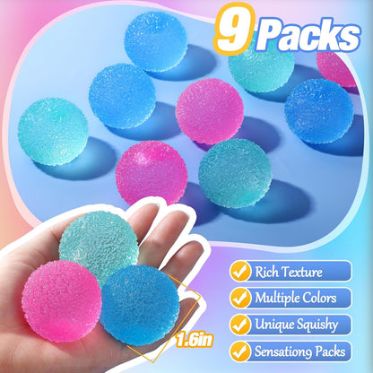 Textured Mini Stress Balls 9 Pack Malt Sugar Squishy Fidget Toys