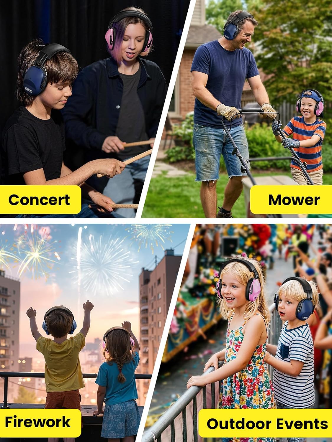 Dr.meter Ear Muffs for Noise Reduction: 27.4SNR Noise Cancelling Headphones for Kids Adults, EM100 Adjustable Hearing Protection Earmuffs for Monster Jam, Autism Sensory, Concerts, Fireworks- 3PACK