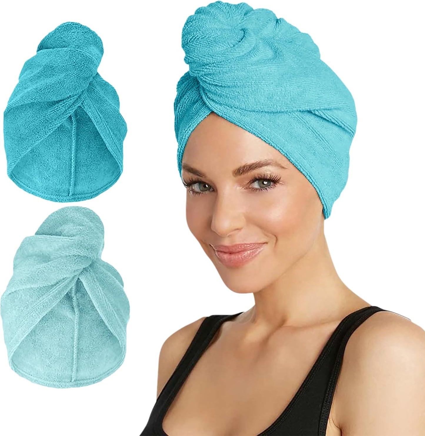 Turbie Twist 2-Pack Microfiber Hair Towel for Beauty, Travel, Gifting - Hair Wrap Turban for Straight, Wavy & Curly Hair - Premium Personal Care - Dark Purple & Light Purple