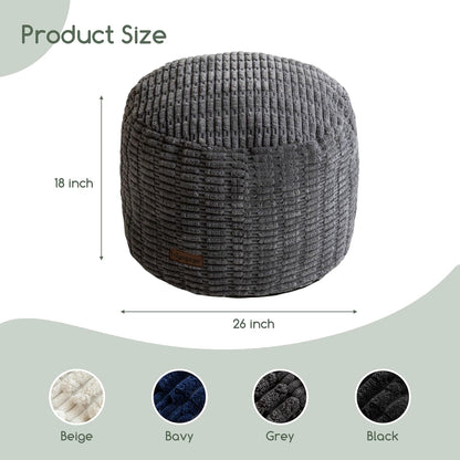 HIGOGOGO Pouf Ottoman Stuffed Round Modern Foam Filled Foot Rest Poufs for Living Room Chair Decorative 20 X 15 Inches Boho Relax Stool for Wedding Christmas Party, Beige
