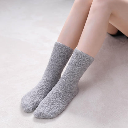 CHOWISH Womens Fuzzy Slipper Socks Super Soft Microfiber Fluffy Cozy Winter Warm Fuzzy Crew Socks
