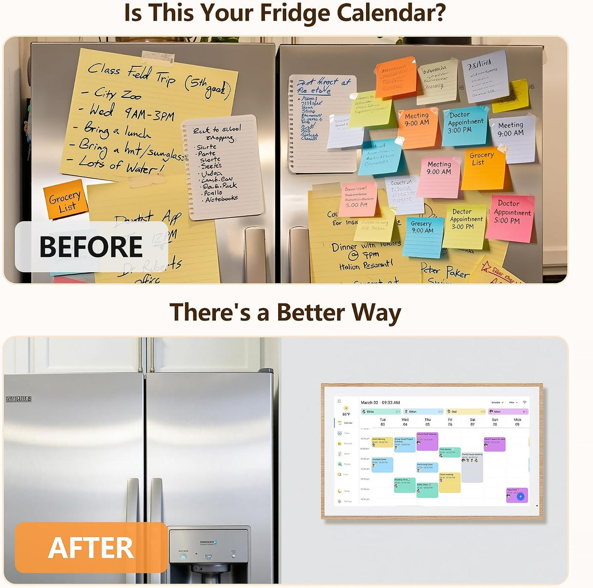Digital Calendar, 15.6 Inch Wall Planner Electronic Calendar & Chore Chart, Smart Touchscreen Interactive Display for Family Schedules, Great for Organizing Your Routines, Wall & Desk Mountable