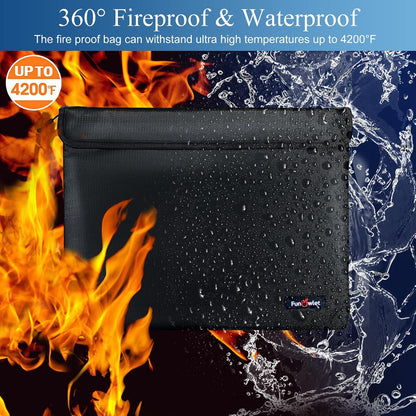 Fireproof Waterproof Money Document Bag, 13.9"x10.6", Blue