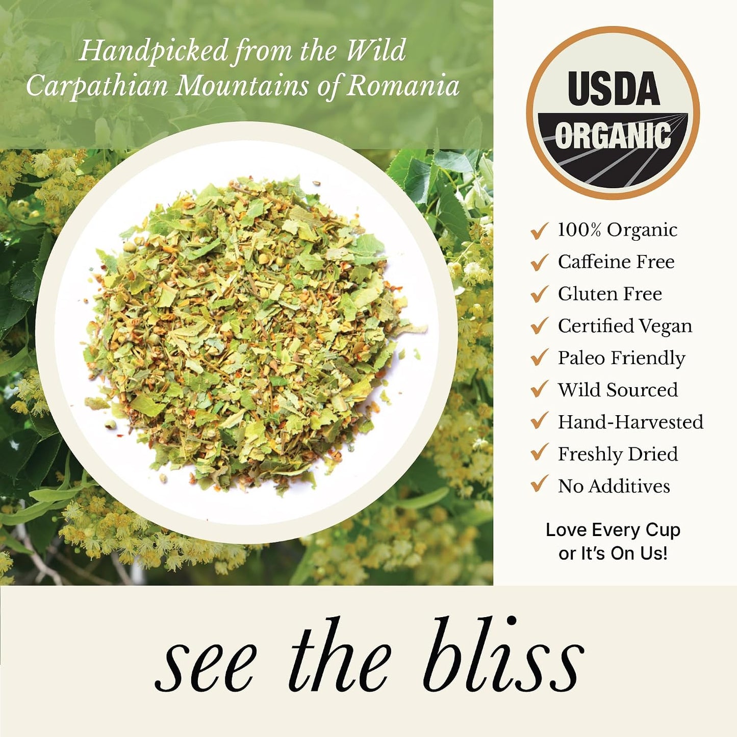 Organic Lemon Balm Tea - Caffeine Free Loose Leaf Herbal Tea - Pharmacopoeia Potency - 25 Servings