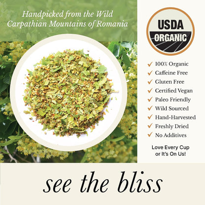 Organic Lemon Balm Tea - Caffeine Free Loose Leaf Herbal Tea - Pharmacopoeia Potency - 25 Servings