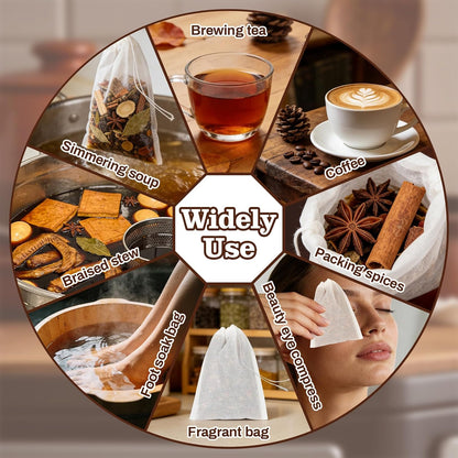 MAQIHAN Empty Tea Bags For Loose Tea - 300 Pcs Disposable Tea Filter Bags White Natural Biodegradable Bulk Fillable Empty Tea Bags With String Empty Tea Filter Bag For Tea Coffee Spice Cooking