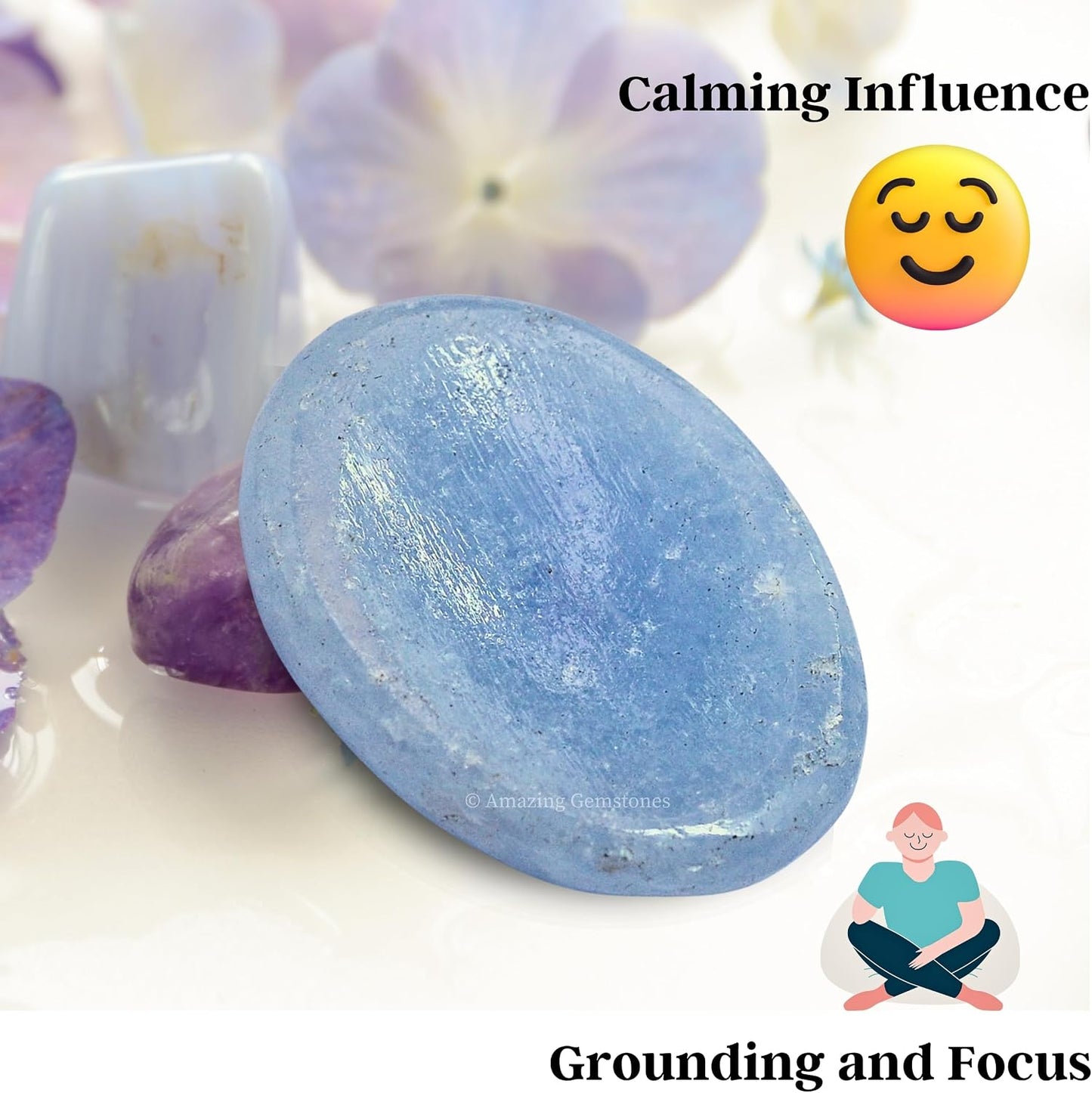 Amazing Gemstone Labradorite Thumb Worry Stone, Anxiety Stone, Healing Crystals - Piedra Crystal Fidget for Gift, Meditation, Calming, Relaxation, Stress Relief - Colors B