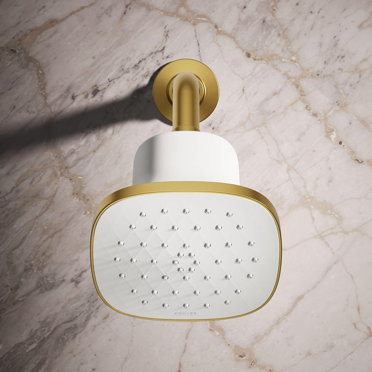 KOHLER 33631-Y-BN Cinq Round Single-Function Filtered Showerhead, Five-Layer Filtration, 2.5 GPM, Full Coverage Spray, Premium Durable Material, Vibrant Brushed Nickel
