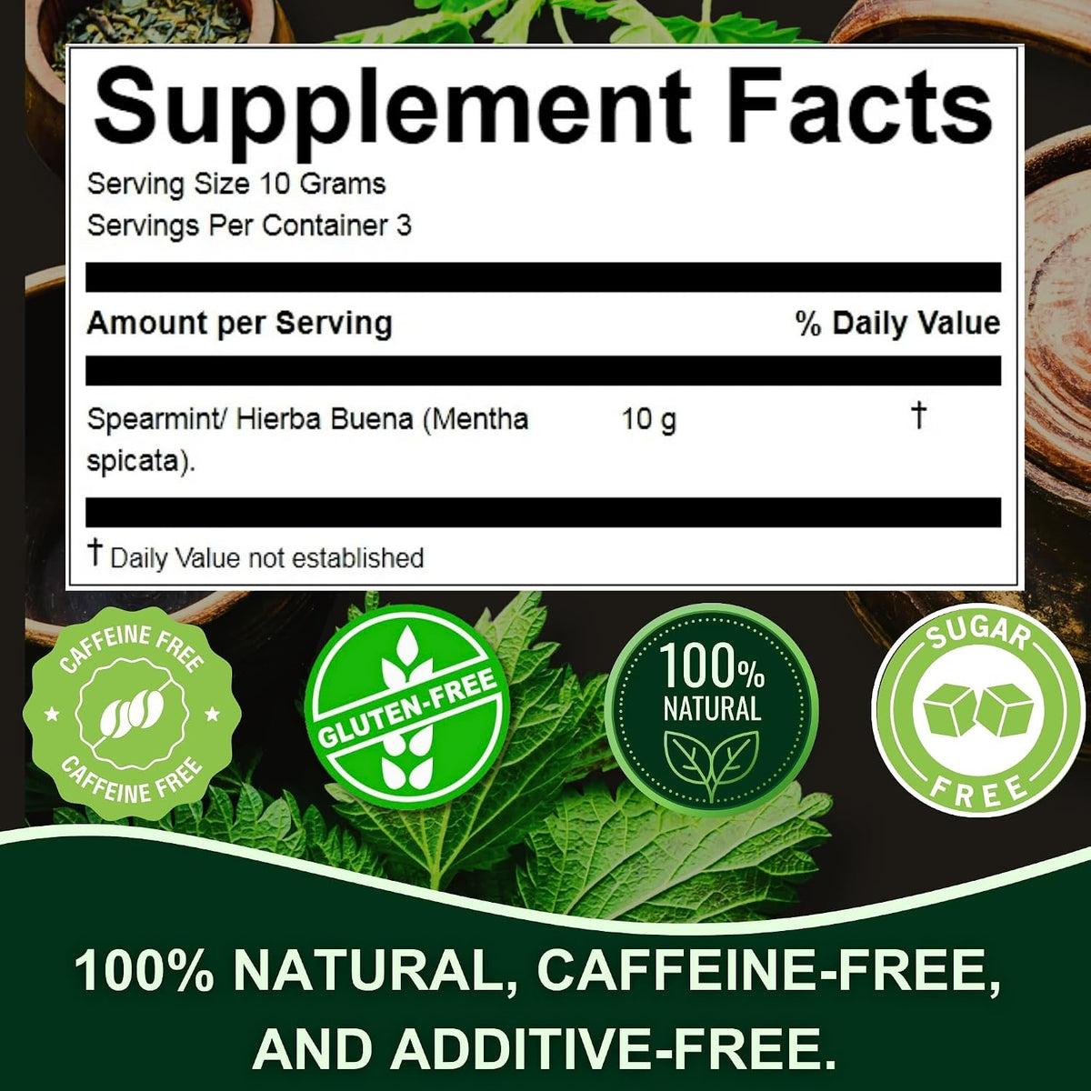 Hanan Spearmint Tea Loose Leaf (Hierba Buena) 1.1 oz (30 g) - Dried Peppermint Leaves (Mentha Spicata) Plant Leaves from Peru