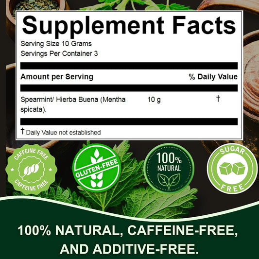 Hanan Spearmint Tea Loose Leaf (Hierba Buena) 1.1 oz (30 g) - Dried Peppermint Leaves (Mentha Spicata) Plant Leaves from Peru