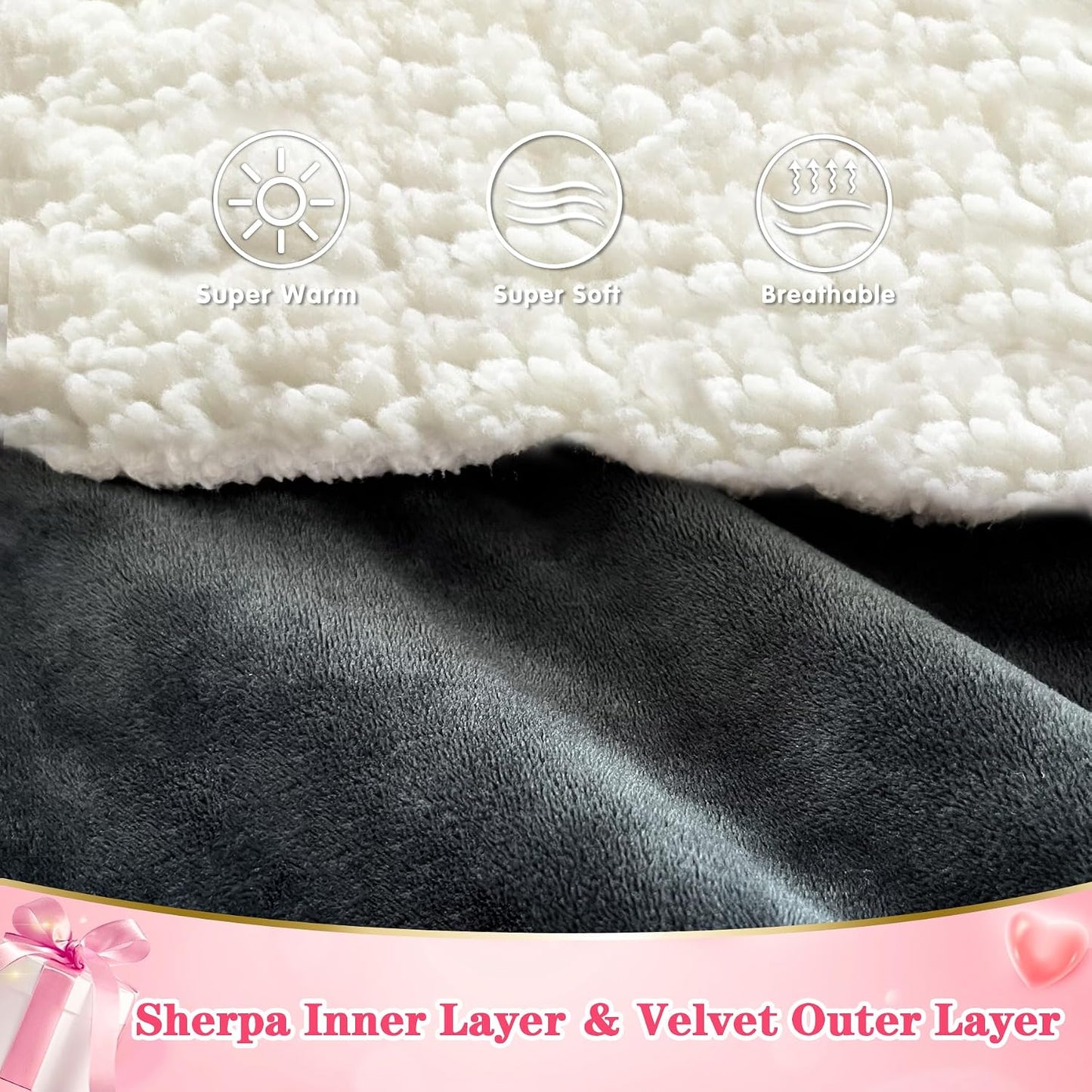 Waitu Wearable Blanket Sweatshirt Gifts for Women and Men, Warm and Cozy Giant Blanket Hoodie, Thick Flannel Blanket with Sleeves and Giant Pocket - Dark Gray
