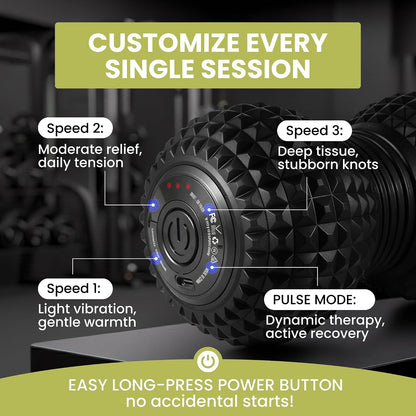 4-Speed Vibrating Peanut Massage Ball for Targeted Muscle Relaxation & Mobility Support | Textured Deep Pressure Roller | Compact & Rechargeable