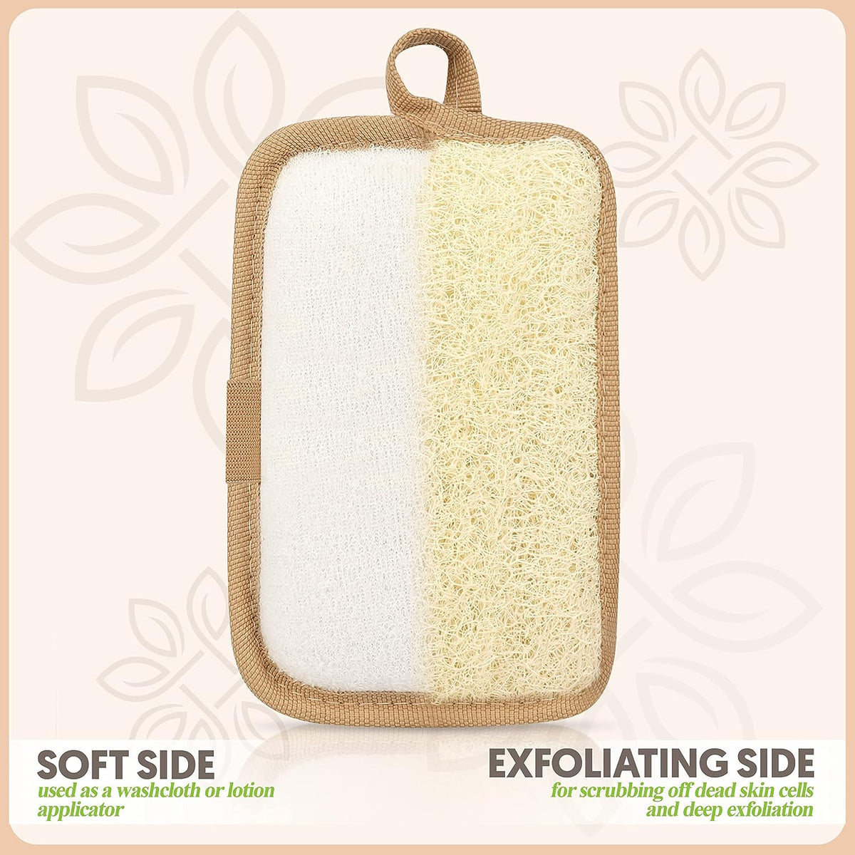 Almooni Natural Loofah Exfoliating Body Scrubber, Shower Sponge 2 Count