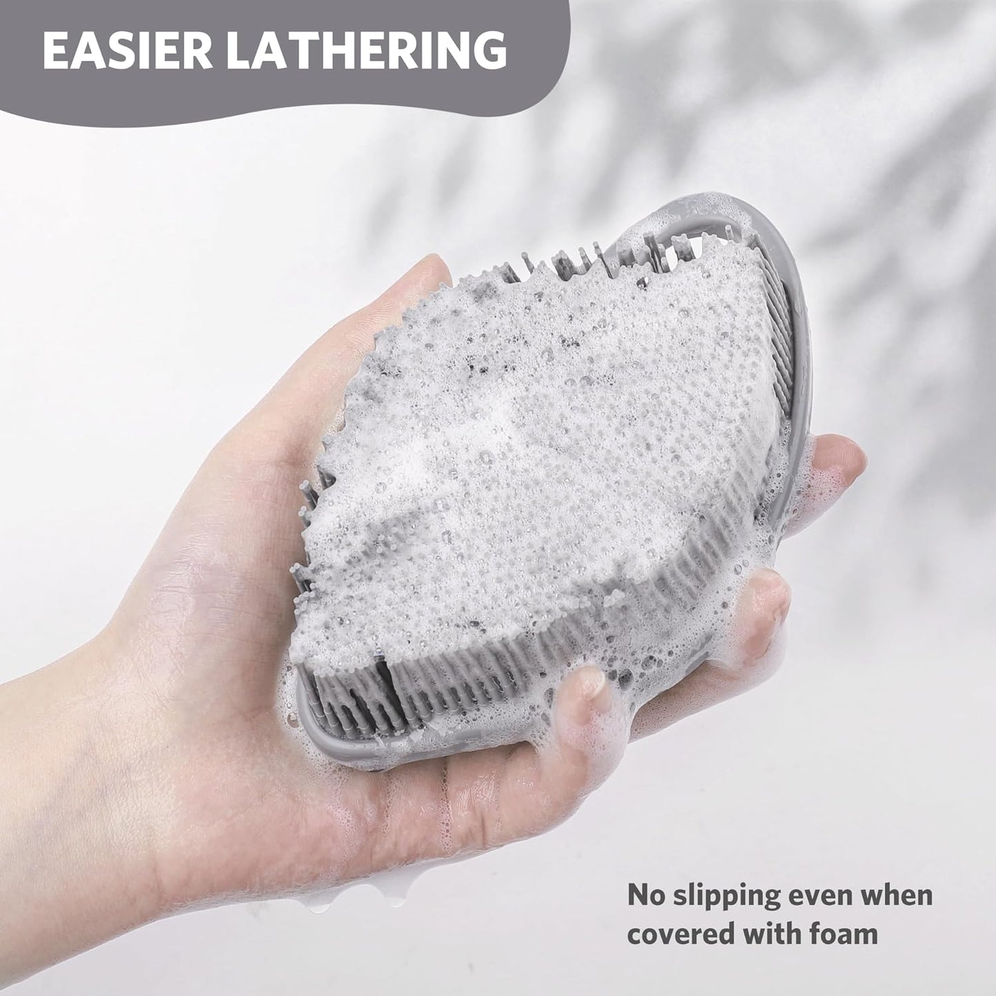 Sndyi Silicone Body Scrubber, Gentle Exfoliating Body Scrubber for Sensitive Skin, Leaf Shaped Shower Scrubber for Body with Lathering Bristles, Silicone Loofah Body Brush for Showering, Oatmeal