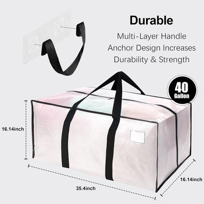 VELVETSURE Heavy Duty Extra Large Moving Bags W/Backpack Straps - Strong Handles & Zippers, Storage Totes For Space Saving, Fold Flat, Alternative to Box and Bin (Set of 6, Multicolor)