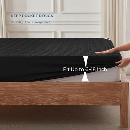 BEDLORE Waterproof Mattress Protector, King Size Mattress Pad with Deep Pocket 6"-18" Depth, Soft Noiseless Dirt-Proof Bed Mattress Cover Washable for Home, Bedroom, Hotel (Gray)