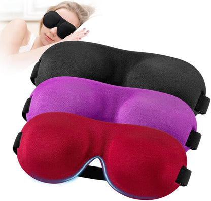 YIVIEW Sleep Mask for Back and Side Sleeper Pack of 3, 100% Light Blocking 3D Eye Masks for Sleeping, Lightweight & Breathable Eye Cover for Women Men, Zero Pressure Night Blindfold
