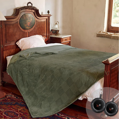 Texciting Heated Blanket Electric Blanket Throw 50''X60''-Heating Throw with 9 Heat Settings-2-10 Hours Auto Off,ETL Certified,Machine Washable (Green)