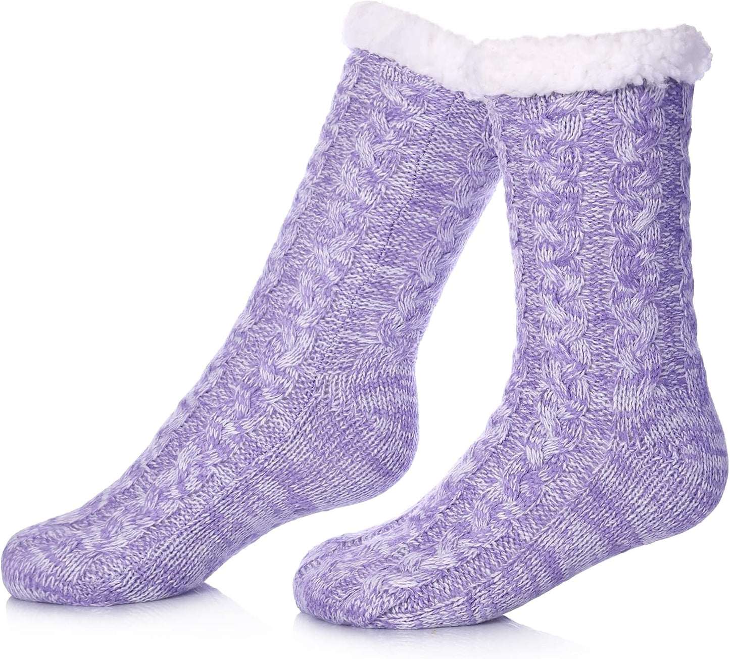 SDBING Women's Winter Super Soft Warm Cozy Fleece Lined Fuzzy Slipper Socks with Grippers