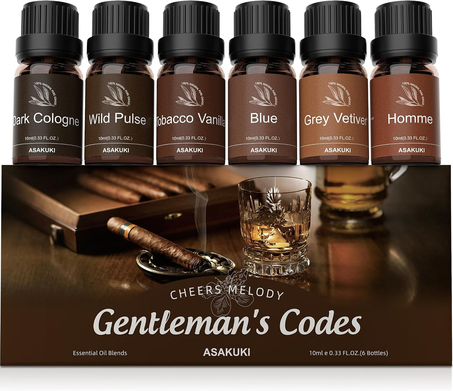ASAKUKI Essential Oils for Diffuser –6 Mood Essential Oil Blends (Breathe, Uplift, Sensual, Balance, Unwind, Rest) for Morning to Night Rituals, Home & Daily Use-Thoughtful Gift