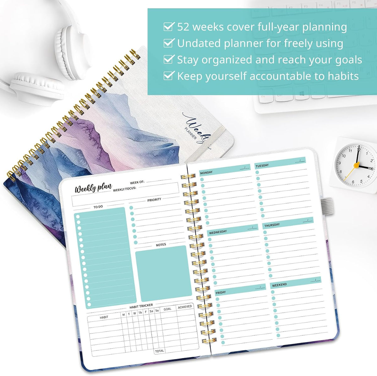 Taja Undated Weekly Planner, To Do List Notebook with Habit Tracker, A5