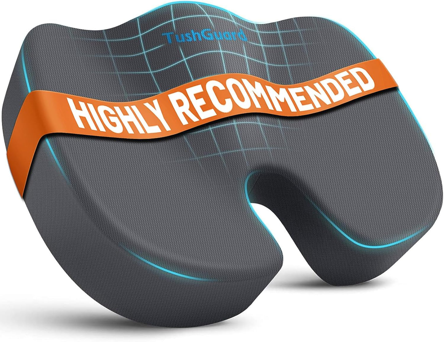 TushGuard Seat Cushion for Office Chair Memory Foam Non-Slip Cushion Back, Relief Chair Pad, Butt Pillow for Office Chair, Car, Computer Desk, Black