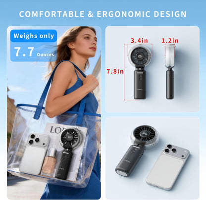 VEWINGL Portable Misting Fan, 110° Foldable Handheld Fan, 5 Speed