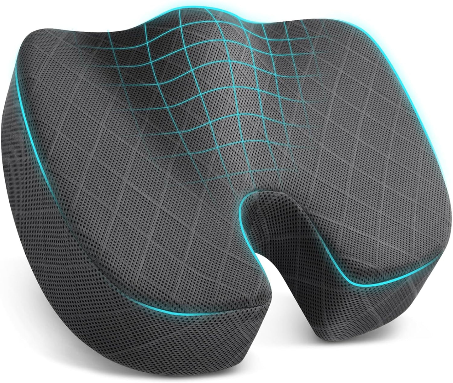 TushGuard Seat Cushion - Memory Foam Sitting Pillow for Office Chair, Car Seat, Airplane, Bleacher - Sciatica & Hip & Coccyx Pain Relief Desk Chair Cushion for Long Sitting Office Workers, Car Drivers