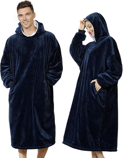 AmyHomie Wearable Blanket Hoodie for Adults & Teens,Oversized Sherpa Hooded Blanket,Warm Cozy Blanket Sweatshirt as Christmas Birthday Gifts for Women Men