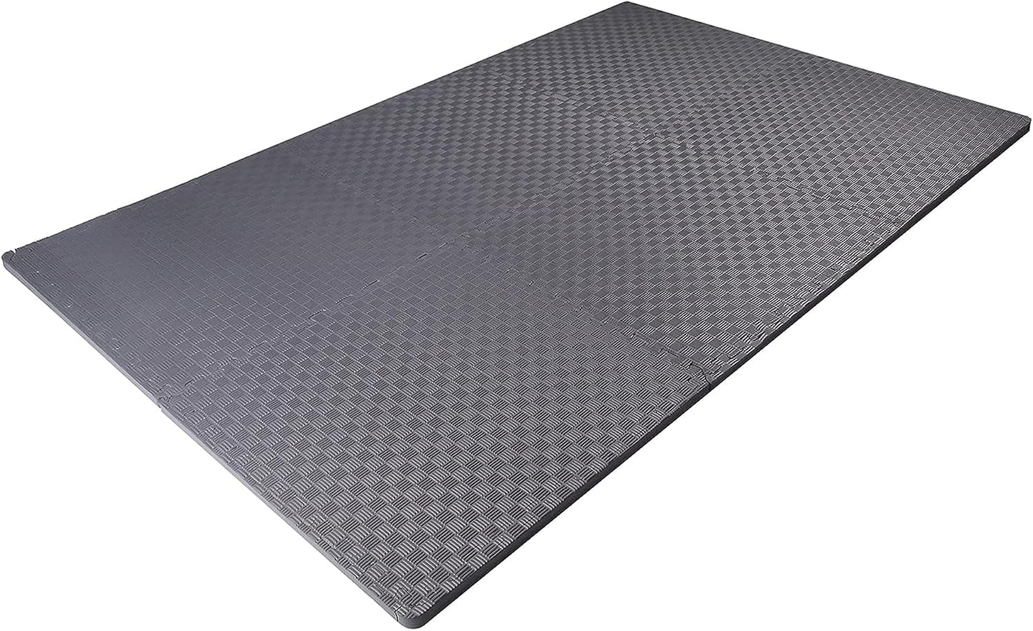 BalanceFrom Puzzle Exercise Mat 1/2" Thick, EVA Interlocking Foam Floor | Tiles for Home Gym, Mat for Home Workout Equipment, Floor Padding for Kids, Black, 24 in x 24 in x 1/2 in, 144 Sq Ft-36 Tiles