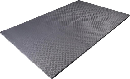 BalanceFrom Puzzle Exercise Mat 1/2" Thick, EVA Interlocking Foam Floor | Tiles for Home Gym, Mat for Home Workout Equipment, Floor Padding for Kids, Black, 24 in x 24 in x 1/2 in, 144 Sq Ft-36 Tiles