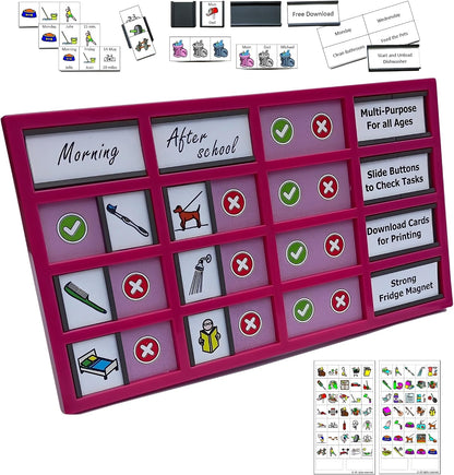 Customizable Checklist Board, Habit Tracker, and Chore Chart for Kids and Adults | Stay Organized with Daily Routines, Fitness, Self-Care, and Pet Care, For Fridge & Hang On Wall (Grey)