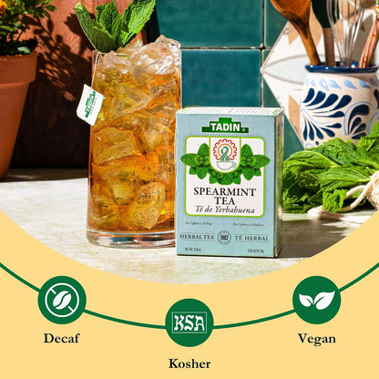 Tadin Spearmint Tea, Herbal Tea, Caffeine Free, 24 Tea Bags Per Box, Pack of 1