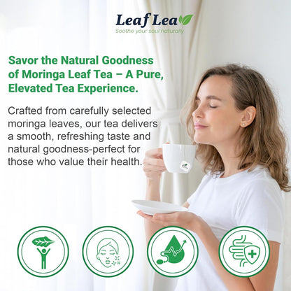 LeafLea Moringa Tea Bags, Pure Moringa Leaf Herbal Tea, 80 Count, 2 Boxes