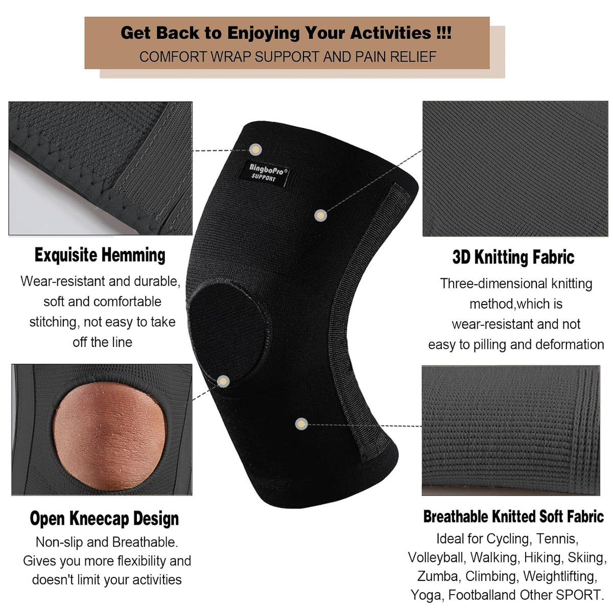Professional Knee Brace With Stabilizer For Men Women,Compression Knee Sleeve Support Brace for Pain Relief, Fast Recovery,Meniscus Tear,ACL,MCL,Arthritis,Running,Sport Protection