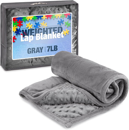 Kidaddle 5lb Weighted Blanket for Kids (Blue) 19x22 Inch, Plush Minky Weighted Lap Pad with Travel Bag for Ages 4+