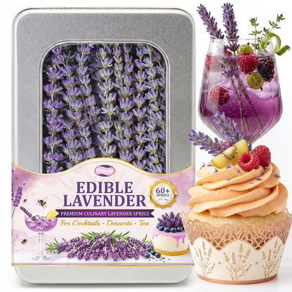 60+ PCS Edible Lavender Sprigs 1.1oz for Cocktails & Dessert Decor