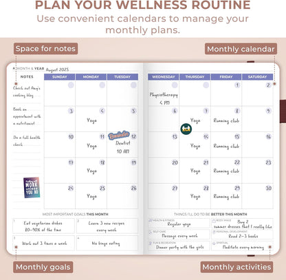 Clever Fox Fitness & Food Journal – Nutrition & Workout Planner for Women & Men – Diet & Gym Exercise Log Book with Calendars, Diet & Training Trackers - Undated, A5 Size, Hardcover (Forest Green)
