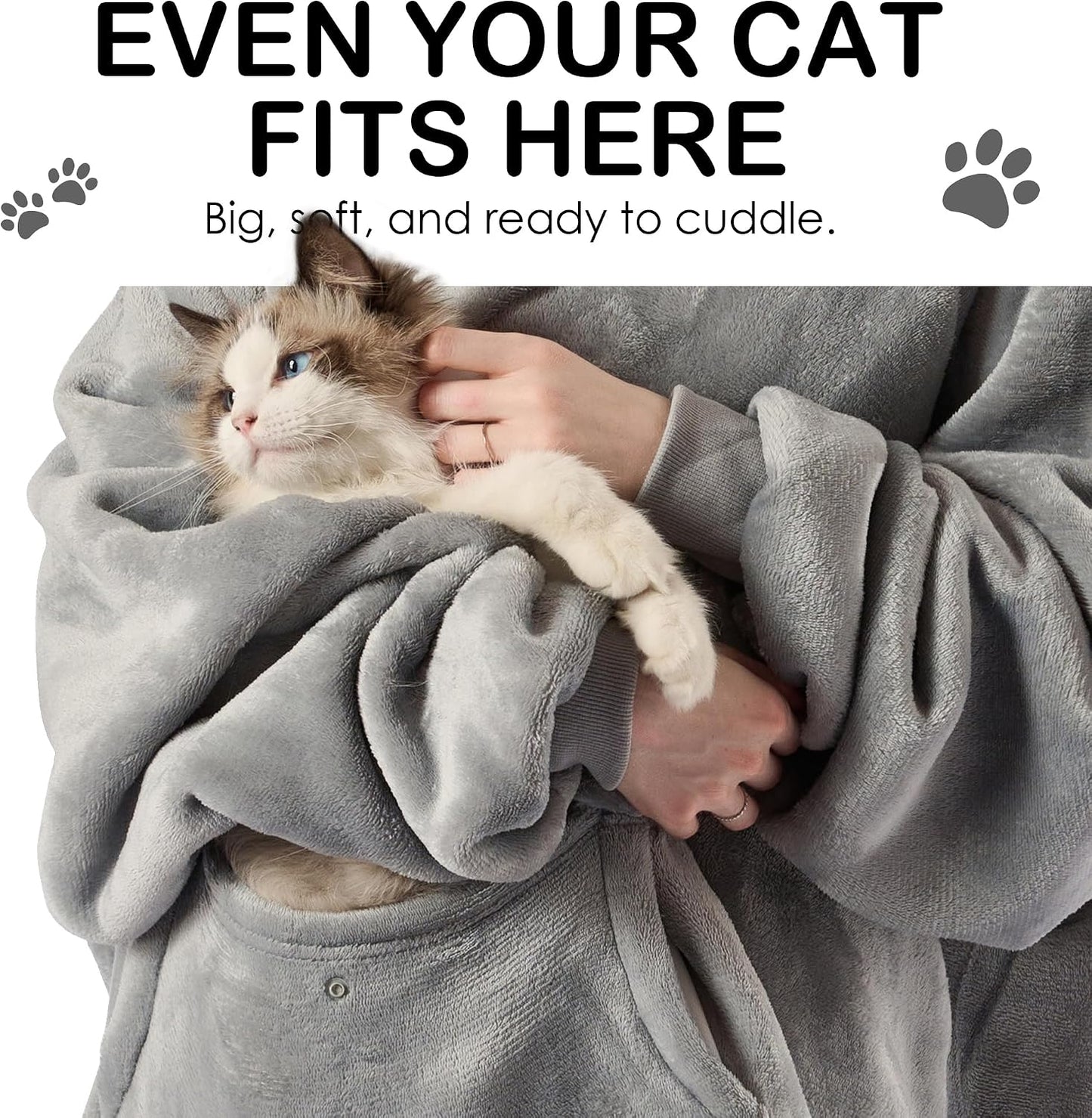 Krifey Wearable Blanket Hoodie, Oversized Sherpa Hooded Blanket for Adults | Soft sherpa fleece with sleeves and pocket; oversized fit for lounging, WFH, camping, Christmas and white elephant gifts.