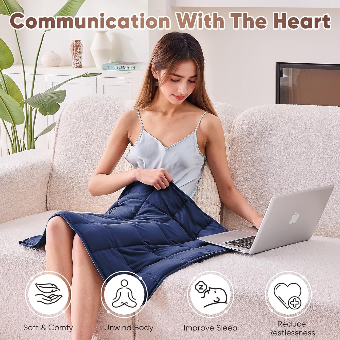Weighted Lap Blanket for Adults 5lbs, 24"x29" Cooling Heavy Throw Blanket, Portable Travel Weighted Blankets, Soft Small Blankets Gift for Sleeping, Navy Blue
