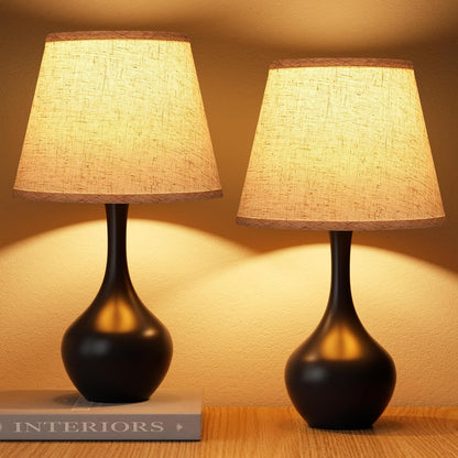 Seealle 16.1" Touch Table Lamps for Nightstand, 3-Way Dimmable Small Bedroom Lamps for Night Stands, Black Bedside Lamps for Living Room, Kids Room, End Table