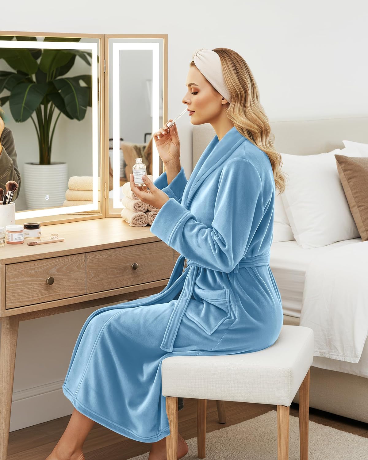 NY Threads Premium Womens Robe, Plush Fleece Long Bath Robe for Women, Fluffy Soft Women's Bathrobe