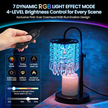 Candle Warmer Lamp with Timer Dimmer and 3 Bulbs, Lamp Candle Warmer with Marble Base,Wax Melt Warmer for Jar Candles, Birthday Gifts for Women Mom, House Warming Gifts New Home Decor (RGB-Black)
