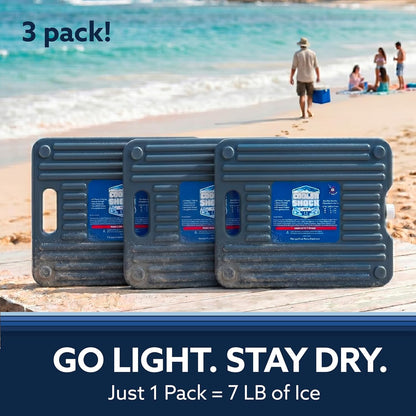 Cooler Shock Ice Packs - Reusable, Premium, Large Pack and Lunch Set for Long Term Use - Cools Faster Than Ice - Cooler Accessories